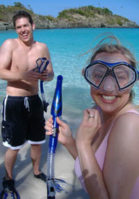 Kevin 
      and 
    Laura 
    going 
    snorkeling